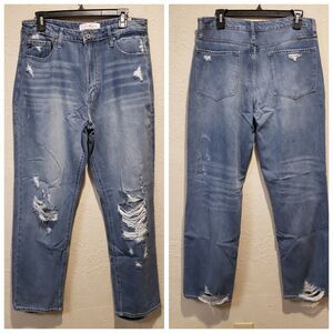 KanCan Boyfriend Jeans Womens Size 13/30 Relaxed Distressed Ripped Blue Denim
